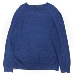 J CREW Slim Fit Rugged Cotton Pullover Crew Sweater Mens XL Heathered Navy Blue
